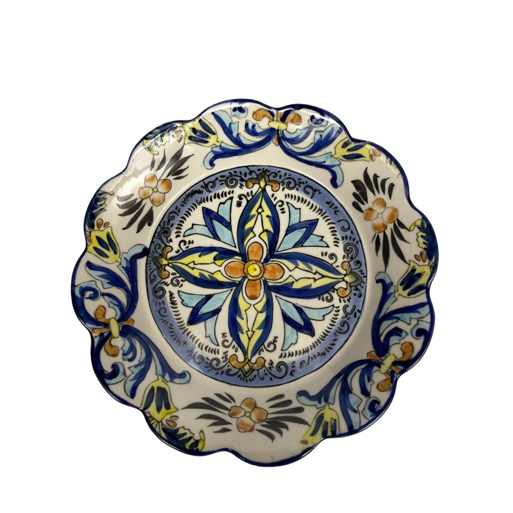 Vintage I. Godinger & Co. Hand Painted Plates Ceramic Floral Mediterranean Set 5 - Picture 3 of 11